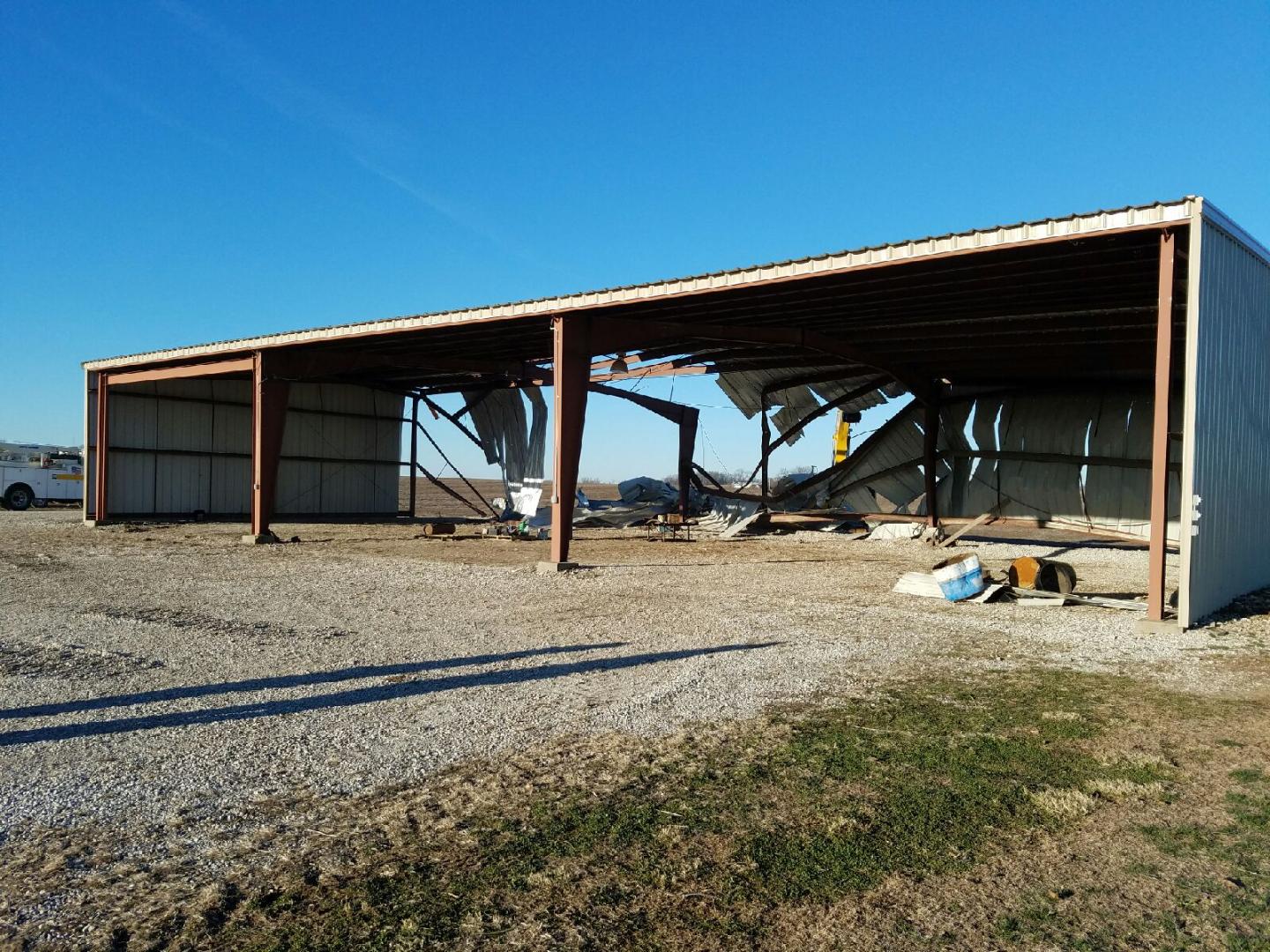 Metal Shed damaged by strong winds, removed