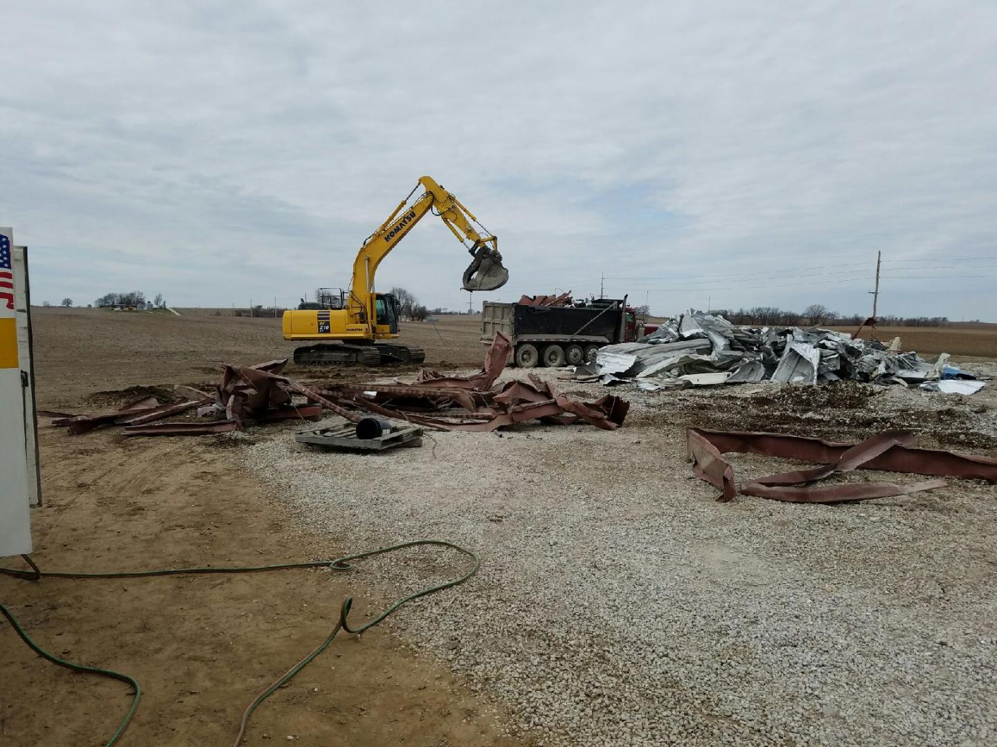 Metal Shed damaged by strong winds, removed